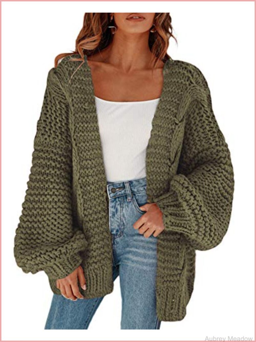 Cable Knit Chunky Oversized Open Front Cardigan Sweater